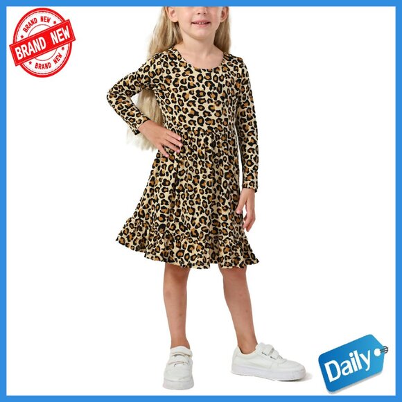 Bamboo Viscose Twirl Dress Long Sleeve Toddler Kids Casual